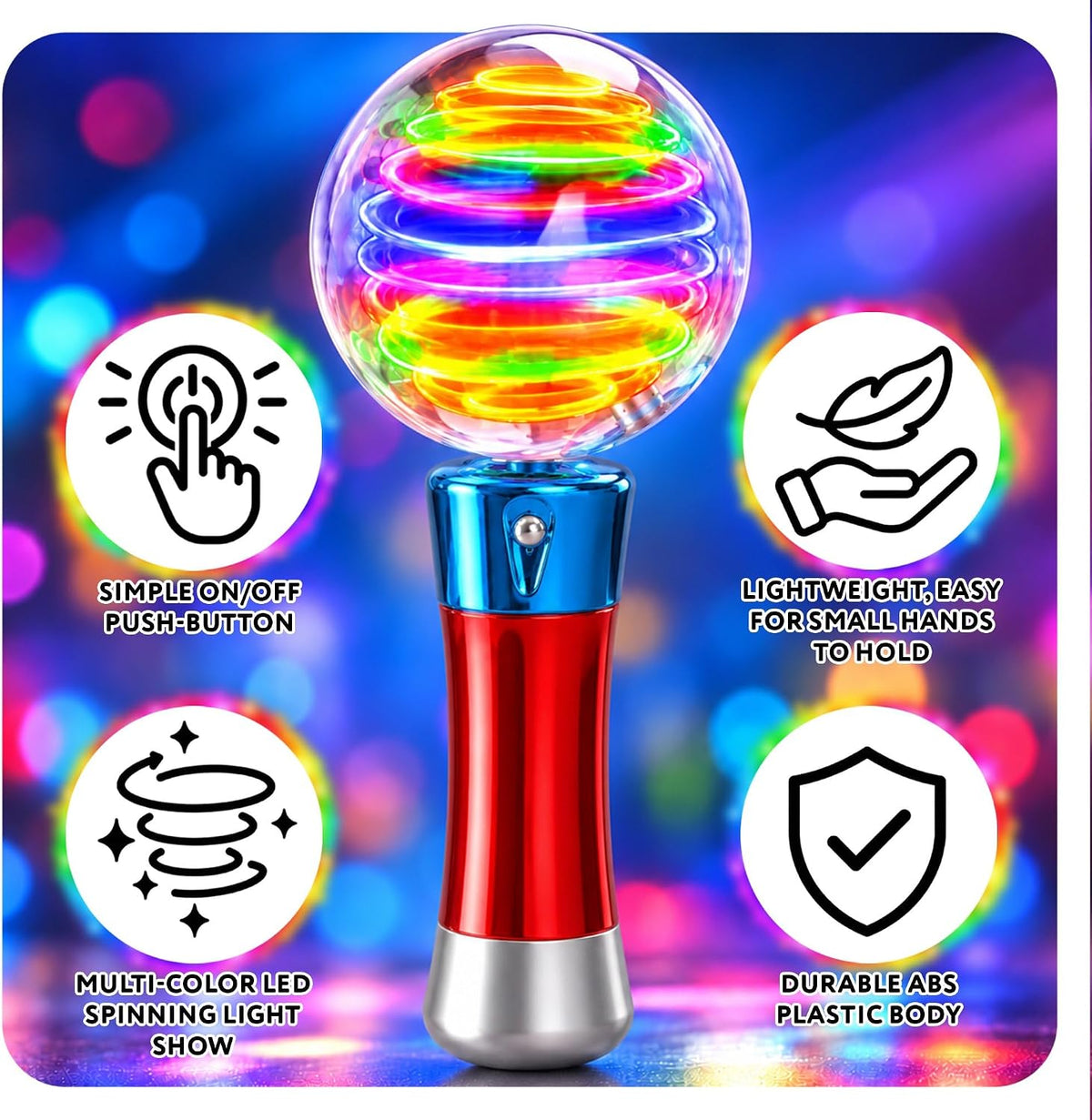ArtCreativity Spinning Light Up Toy Magic Ball, Autism Sensory Kids Gift