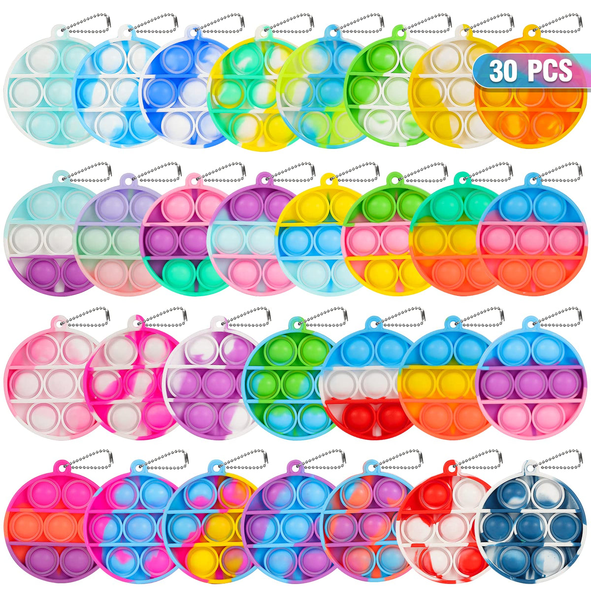 Pop Fidget Toys Bulk Its Party Favors for Kids 30 Pack Mini Pop Keychain It