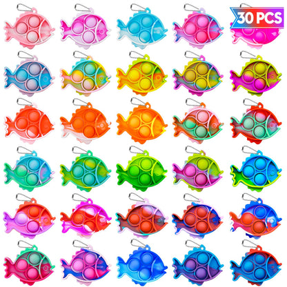 Pop Fidget Toys Bulk Its Party Favors for Kids 30 Pack Mini Pop Keychain It