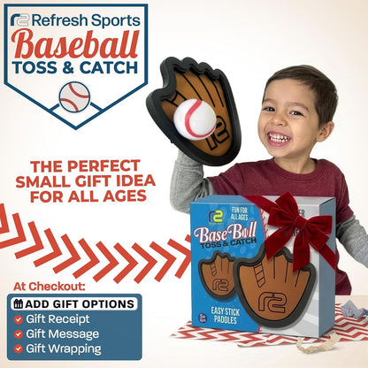 Toss and Catch Ball Game Set - Easy to Use Sticky Balls & Beginner Baseball Training Glove - Premium Toy Paddle Fits All Hand Sizes From Toddlers to Teens & Adults - Fun Gift Idea for Boys and Girls