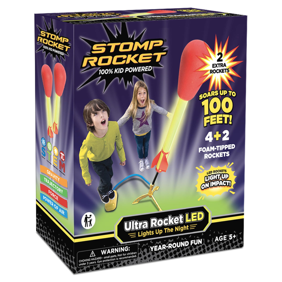 Stomp Rocket Ultra, High-Flying Rocket Launcher for Kids, 6 Rockets