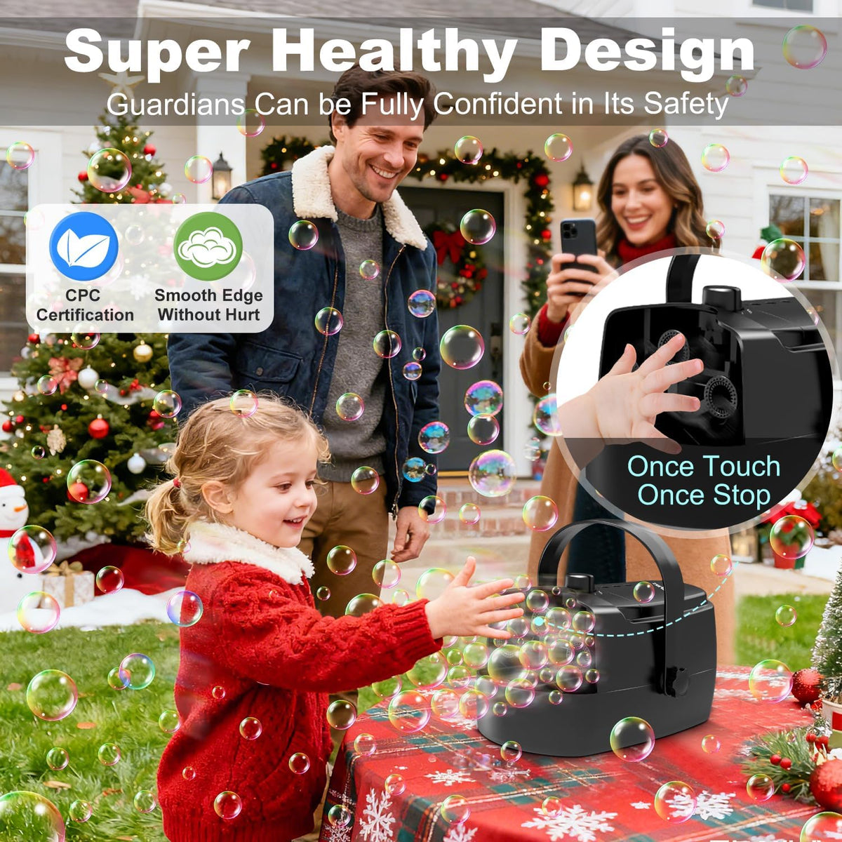 Zerhunt Durable Bubble Machine for Party: 3 Power Modes for Non-Stop Fun - 18000+ Bubbles Per Minute High Output 30 Mins Bubbles per Refill - Kids Safe Auto-Stop for Outdoor Backyard Birthday