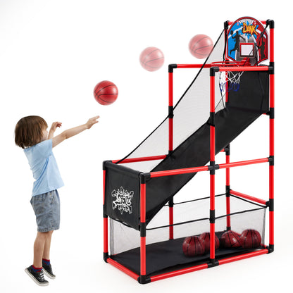 JOYIN Arcade Basketball Game Set with 4 Balls and Hoop for Kids 3+ Years Old Indoor Outdoor Sport Play - Easy Set Up - Air Pump Included - Ideal for Competition