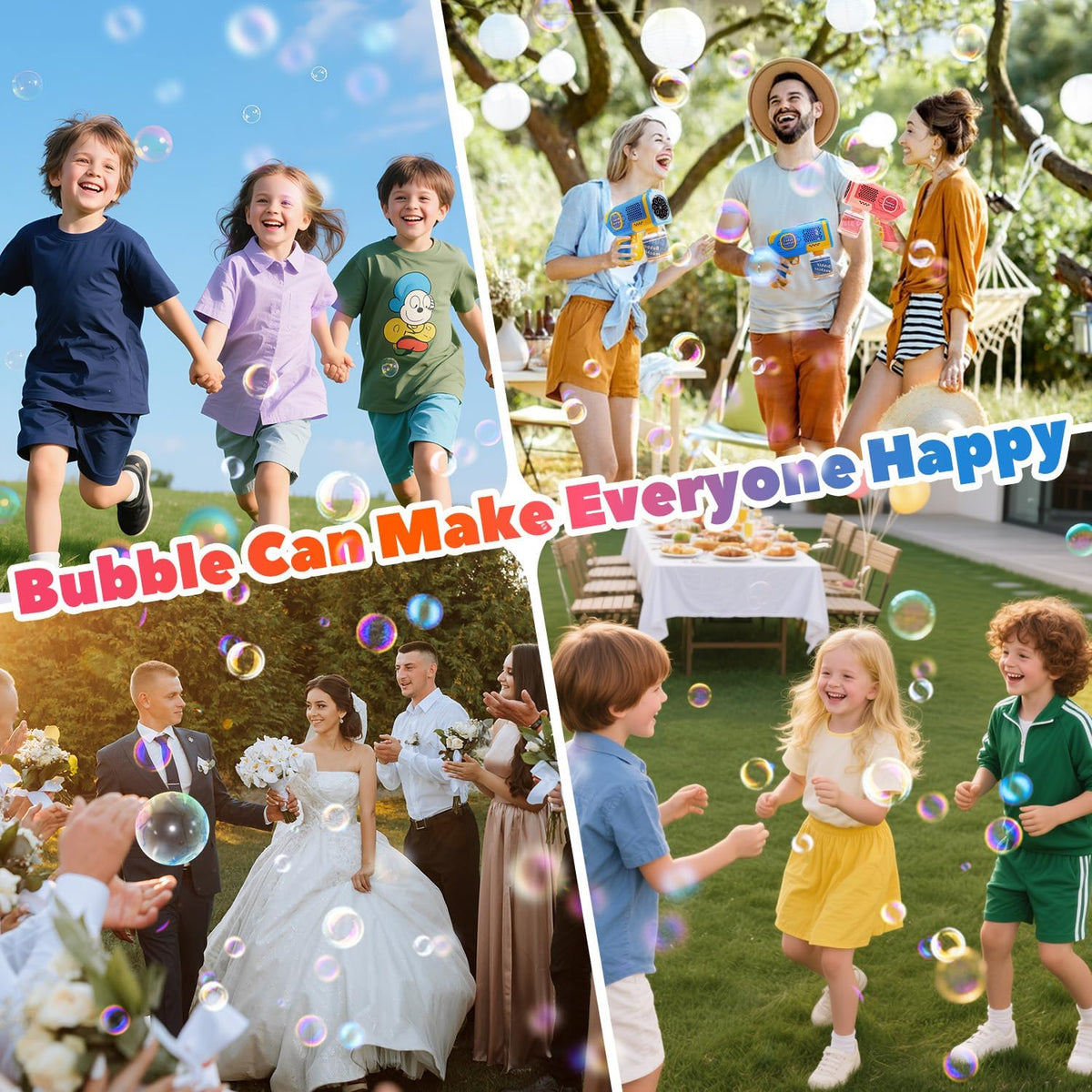 EagleStone 2 Packs Automatic Bubble Machine Guns with 4 Bottles Solution
