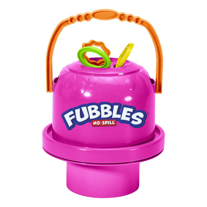 Fubbles Bubbles No-Spill Big Bubble Bucket | Bubbles for Toddlers and Kids of All Ages | Includes Fubbles Bubbles Bucket and 3 Bubble Wands, Made in The USA