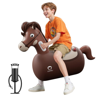 QPAU Inflatable Dinosaur Bouncy Hopper Toy, 2 Pack with Hand Pump