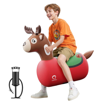 QPAU Inflatable Dinosaur Bouncy Hopper Toy, 2 Pack with Hand Pump