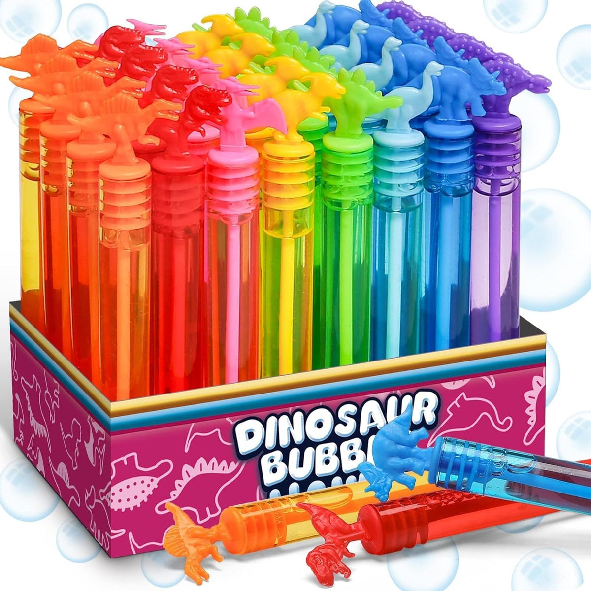 32 Pack Bubble for Kids Party Favors, 8 Style Dinosaur Mini Bubble Wands