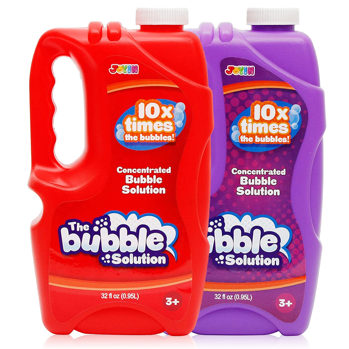 JOYIN 2 Bottles Bubbles Refill Solutions 64 oz (up to 5 Gallon), Concentrated Solution for Bubble Machine, Gun, Wand Refill Fluid Summer, Easter Toys(Orange+Blue)