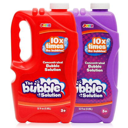 JOYIN 2 Bottles Bubbles Refill Solutions 64 oz (up to 5 Gallon), Concentrated Solution for Bubble Machine, Gun, Wand Refill Fluid Summer, Easter Toys(Orange+Blue)