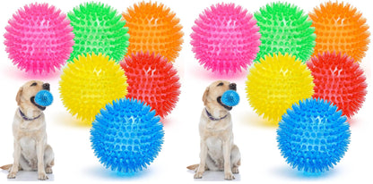 VITEVER 3.5” Squeaky Dog Toy Balls (6 Colors) Puppy Chew Toys for Teething, BPA Free Non-Toxic, Spikey Dog Balls for Medium, Large & Small Dogs, Durable Toys for Aggressive Chewers