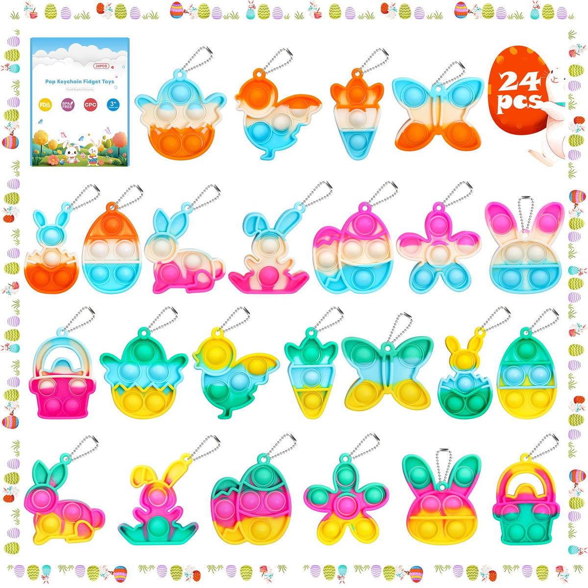 Pop Fidget Toys Bulk Its Party Favors for Kids 30 Pack Mini Pop Keychain It