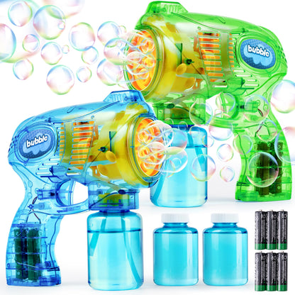 JOYIN 2 Kids Bubble Gun with 2 Bottles Refill Solution, Bubble Machine Gun for Toddlers Kids 4-8, Party Favors, Summer Toy, Outdoors, Easter, Birthday Gift