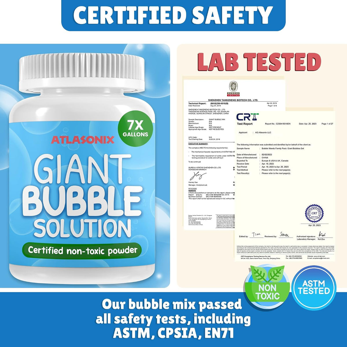 Giant Bubble Solution - Bubble Wands, Bubbles for Kids, Kids Bubbles Mix Powder Makes 896 OZ (7 Gallons) - The Original Solution Mix | 100% Kid Safe