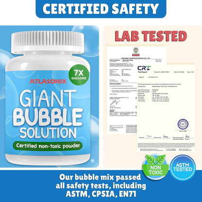 Giant Bubble Solution - Bubble Wands, Bubbles for Kids, Kids Bubbles Mix Powder Makes 896 OZ (7 Gallons) - The Original Solution Mix | 100% Kid Safe