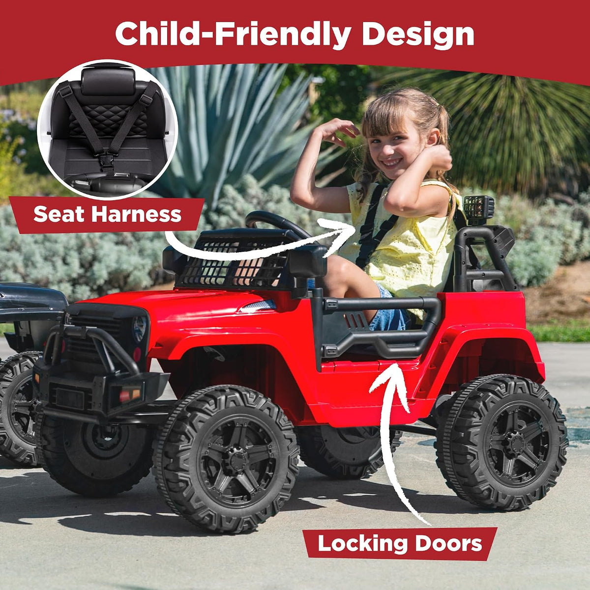 Best Choice Products 12V Kids Electric Vehicle Toy Ride On Car with Parent Remote Control for Toddlers, Seat Harness, 61 lbs Weight Capacity, Locking Doors, Spring Suspension, Bluetooth - Red