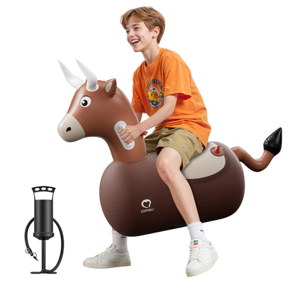 QPAU Inflatable Dinosaur Bouncy Hopper Toy, 2 Pack with Hand Pump
