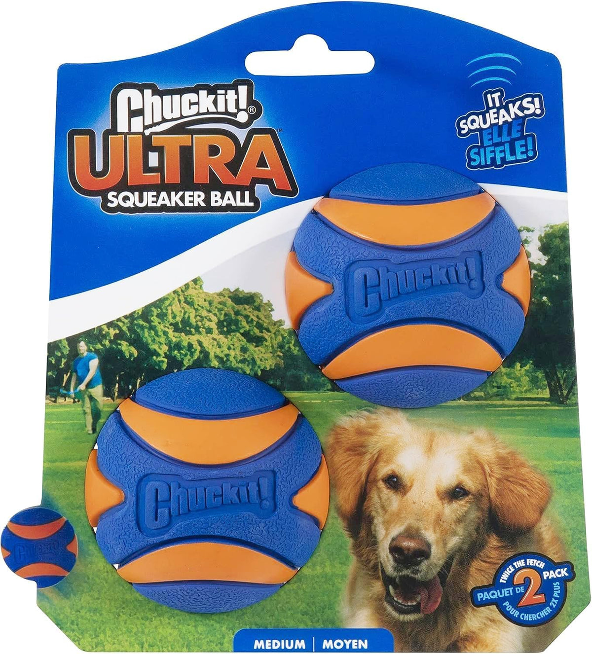 Chuckit! Ultra Ball Dog Toy with Cleaning Bucket, Medium 2.5-in, 8-Pack