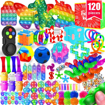 Fidget Toys, 120 Pack Party Favors for Kids 8-12 4-8, Sensory Toys Bulk Autism Autistic, Treasure Box Toys for Classroom, Stocking Stuffers, Goodie Bag Stuffers, Christmas Birthday Gifts Prizes