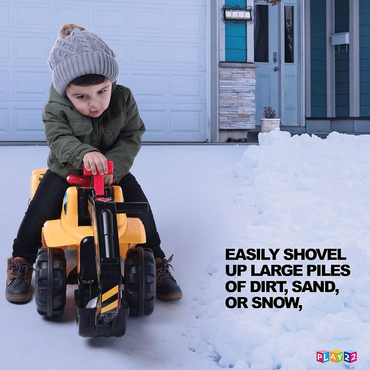 Play22 Toy Tractors for Kids Ride On Excavator - Sounds, Helmet & Rocks