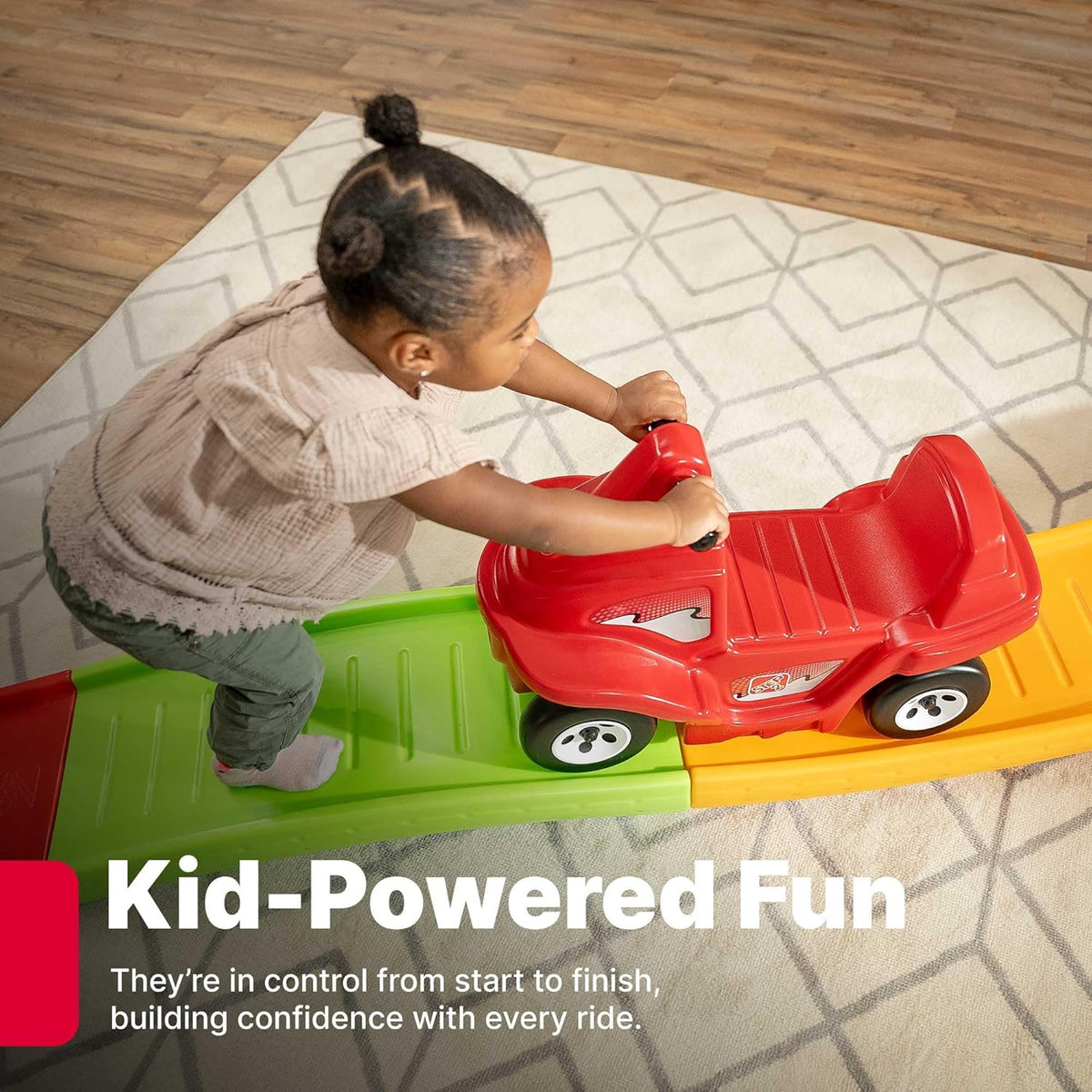 Step2 Up & Down Roller Coaster Kids Ride On Toy, Push Car, Indoor/Outdoor Playset, Made of Durable Plastic, Max Weight 50 lbs., for Toddlers 2-5 Years Old, Multicolor