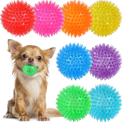 VITEVER 3.5” Squeaky Dog Toy Balls (6 Colors) Puppy Chew Toys for Teething, BPA Free Non-Toxic, Spikey Dog Balls for Medium, Large & Small Dogs, Durable Toys for Aggressive Chewers