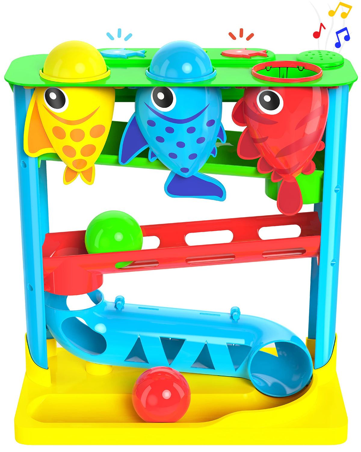 Move2Play, Feed The Fish | 30+ Fin-Tastic Songs & Phrases | Baby & Toddler Musical Toy | First Birthday Present for 1+ Year Old | Ages 6-24 Months | Boy & Girl Ball Drop Toy