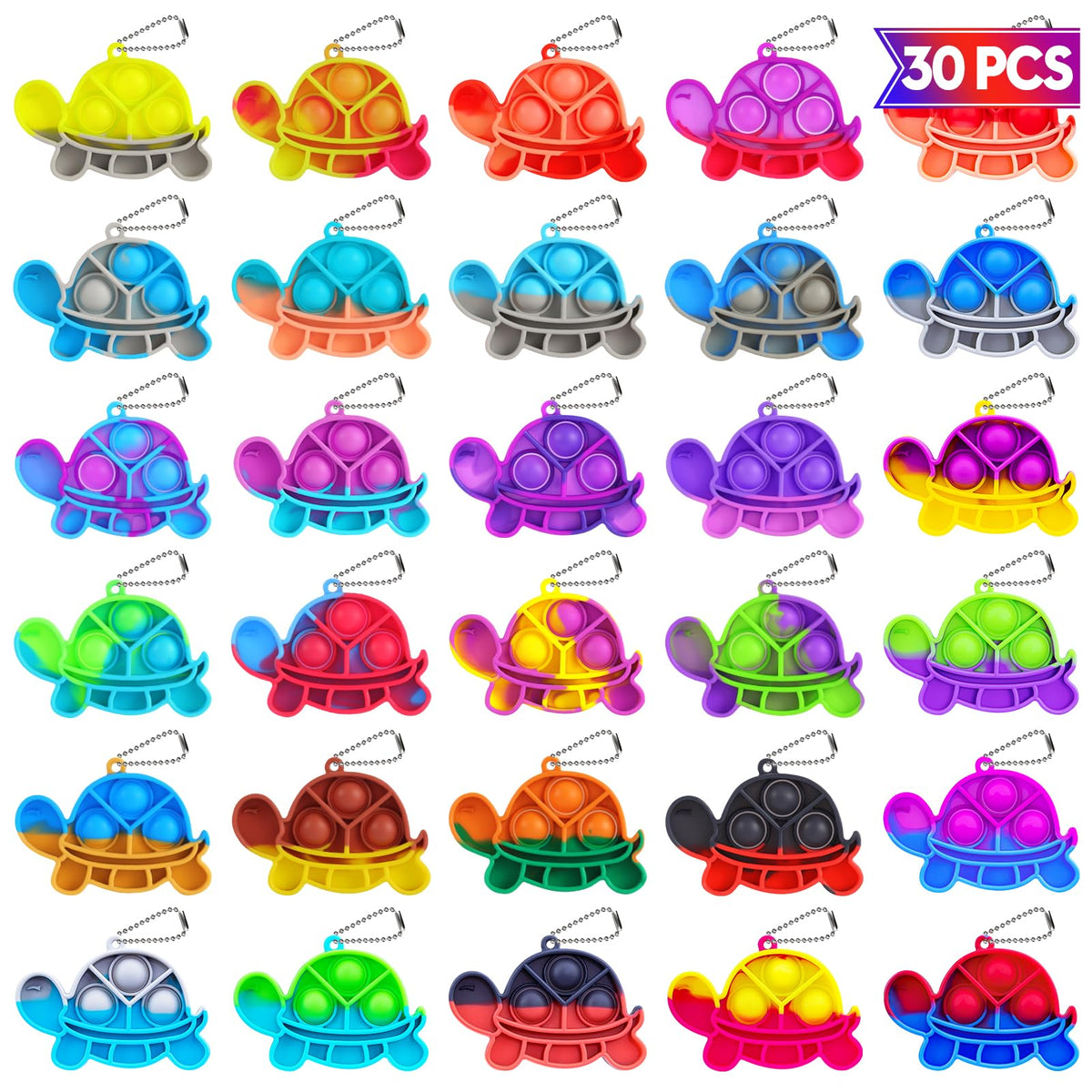 Pop Fidget Toys Bulk Its Party Favors for Kids 30 Pack Mini Pop Keychain It