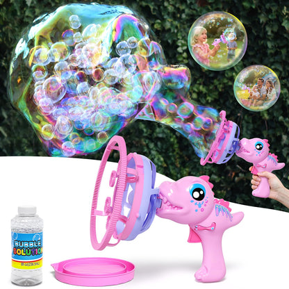 IFLOVE Dinosaur Bubble Gun for Kids 3-8, Bubble Machine Blower Toy (Blue)