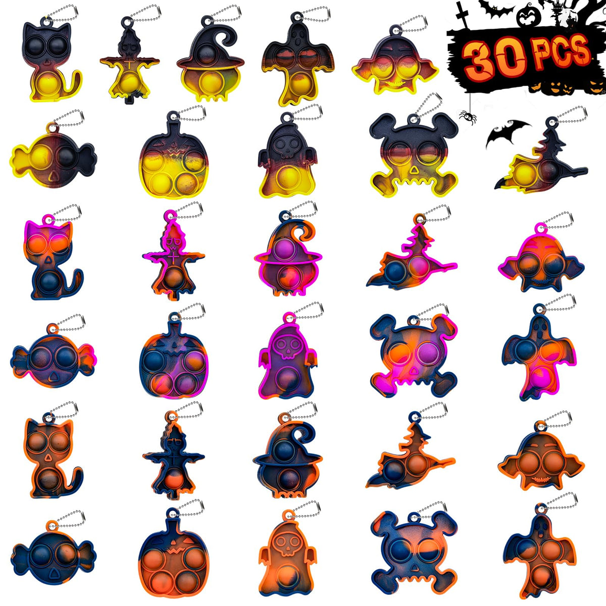 Pop Fidget Toys Bulk Its Party Favors for Kids 30 Pack Mini Pop Keychain It