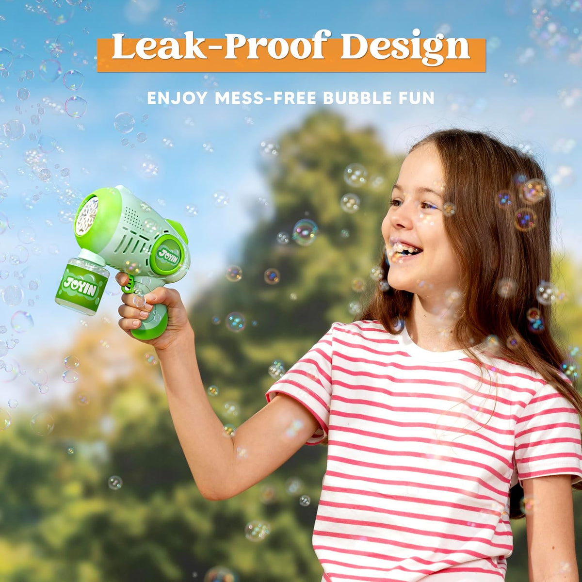 JOYIN 2 Kids Bubble Guns with 4 Bottles Solution, Automatic Bubble Machine Gun with 8 Holes for Kids, Adults, Summer Toys, Easter Basket Stuffers, Birthday Gift, Party Favors