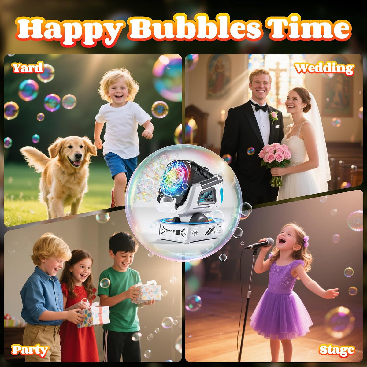 Upgraded Bubble Machine Outdoor Toys for Kids & Wedding Party
