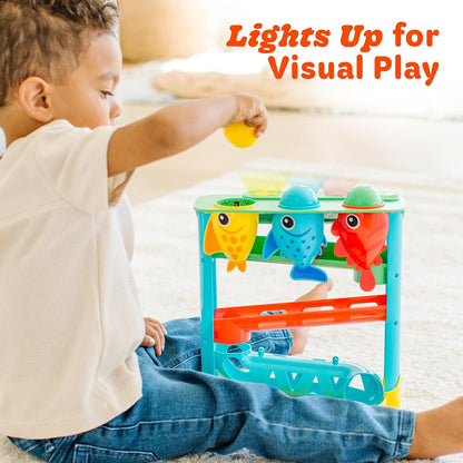 Move2Play, Feed The Fish | 30+ Fin-Tastic Songs & Phrases | Baby & Toddler Musical Toy | First Birthday Present for 1+ Year Old | Ages 6-24 Months | Boy & Girl Ball Drop Toy