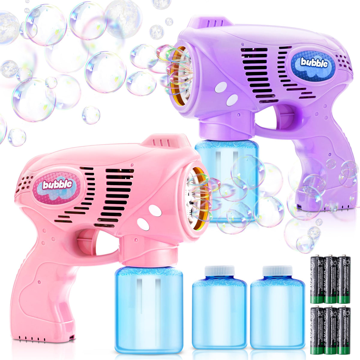 JOYIN 2 Kids Bubble Gun with 2 Bottles Refill Solution, Bubble Machine Gun for Toddlers Kids 4-8, Party Favors, Summer Toy, Outdoors, Easter, Birthday Gift