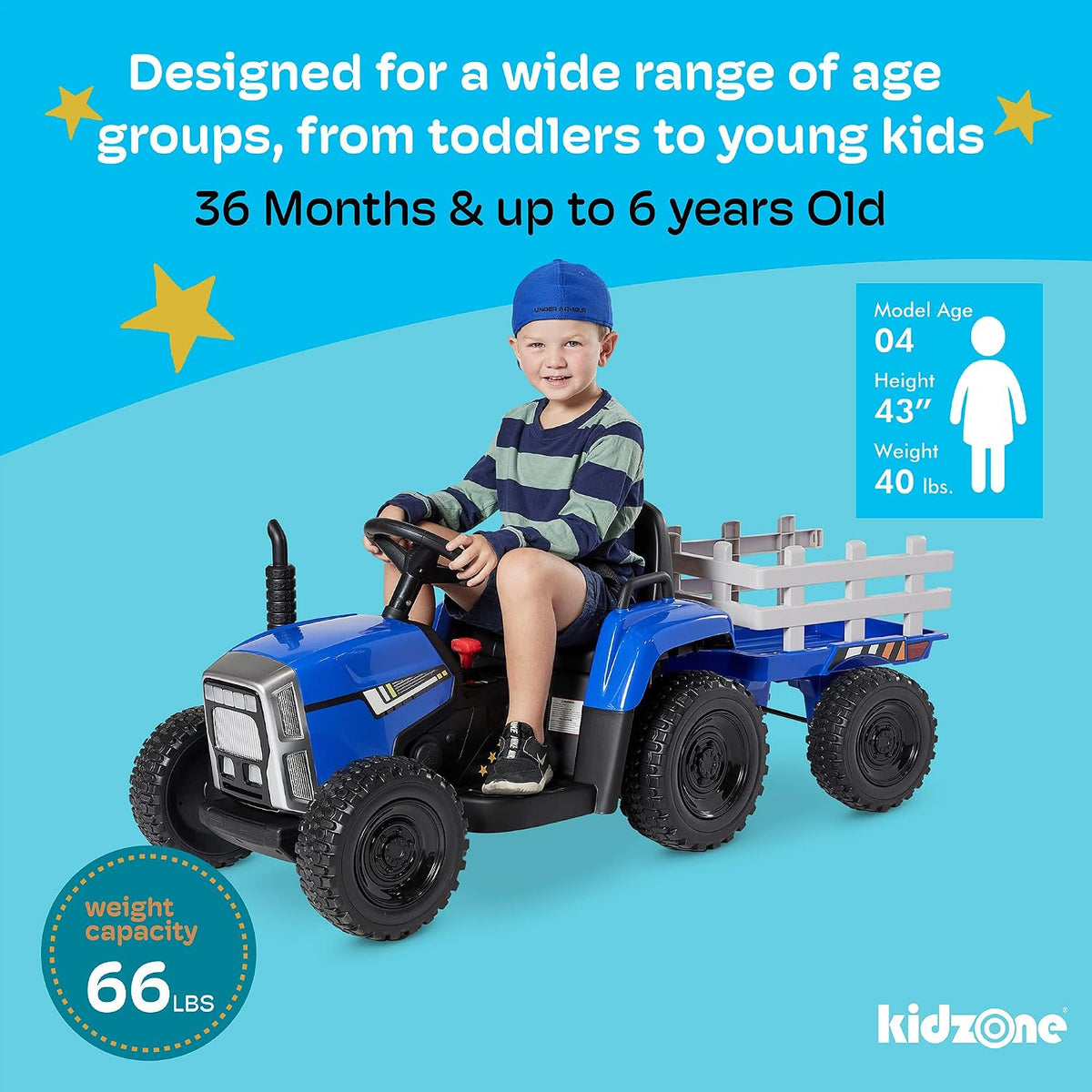 Kidzone 12V 7Ah Premium Electric Tractor Ride On Toy, Red