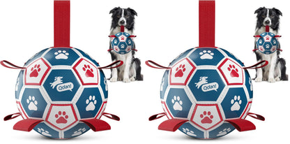 QDAN Dog Balls, 6 Inch Dog Soccer Ball with Straps, Herding Balls for Dogs