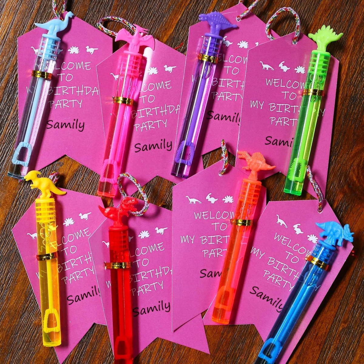 32 Pack Bubble for Kids Party Favors, 8 Style Dinosaur Mini Bubble Wands