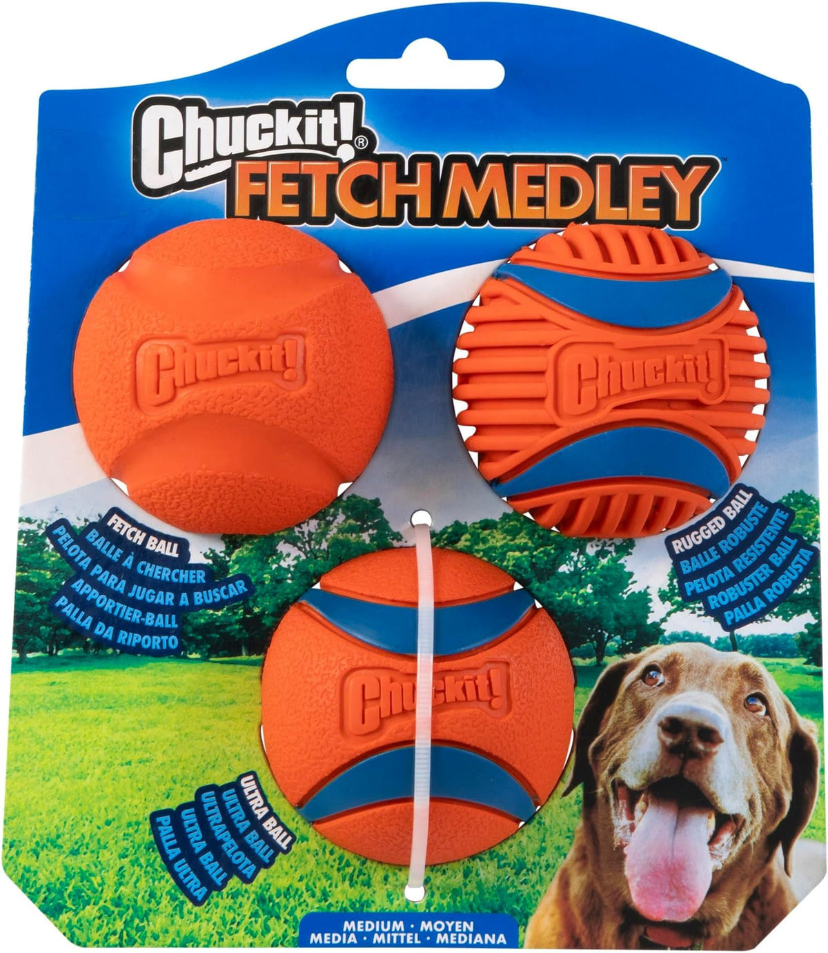 Chuckit! Ultra and Rugged Dog Balls, High-Bounce Fetch, Medium, Set of 3