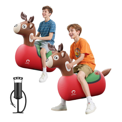 QPAU Inflatable Dinosaur Bouncy Hopper Toy, 2 Pack with Hand Pump
