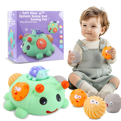 Baby Textured Multi Sensory Toys Massage Ball Gift Set BPA Free for Toddlers 1-3 Soft Balls Montessori Infant Baby Toys 6 to 12 Months 6 Pack