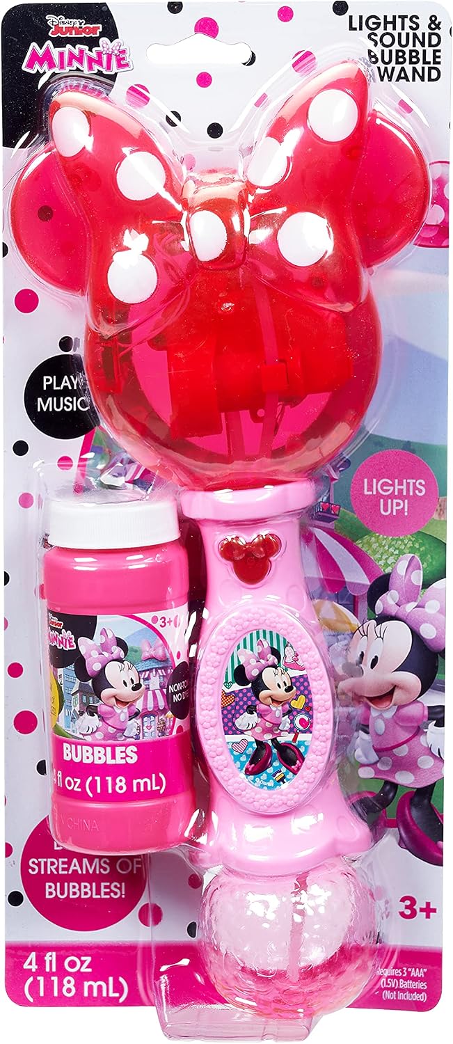 Little Kids Disney Minnie Mouse Light and Sound Musical Bubble Wand, Includes Bubble Solution, Multi (2051)