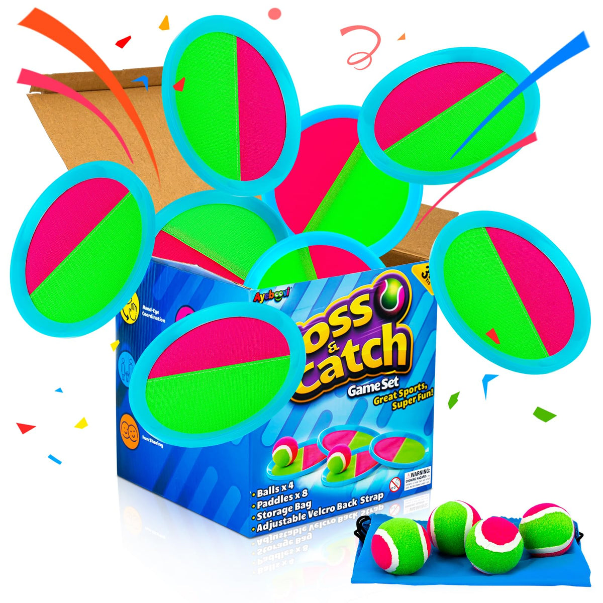 Ayeboovi Toss and Catch Ball Game Outdoor Toys for Kids Yard Games Beach Toys Outside Games for 3 4 5 6 7 8 9 10 Year Old Boys Girls (Upgraded)