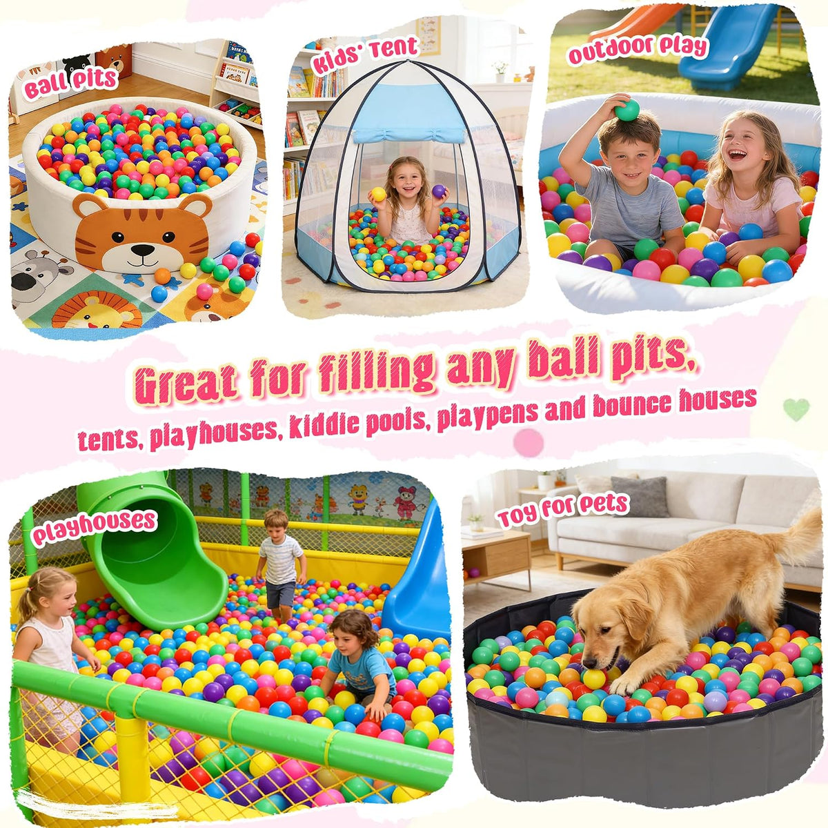 Vanland Ball Pit Balls, Plastic Playpen Balls for Babies Toddlers and Kids