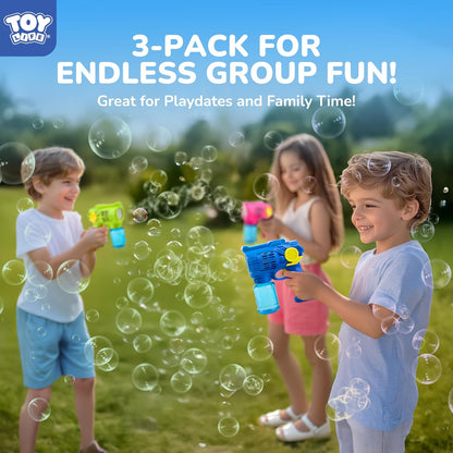 TOY Life 3-Pack Automatic Bubble Gun Blaster for Kids Outdoor Play