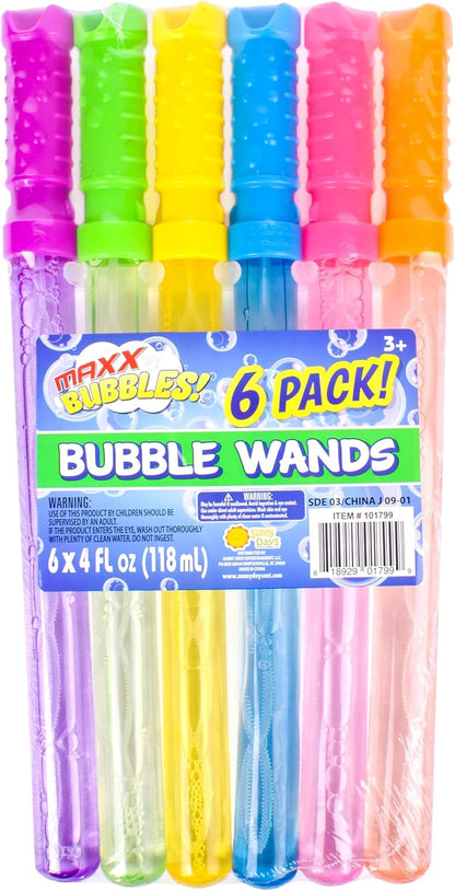 Sunny Days Entertainment Maxx Bubbles 4oz Bubble Wands – 6 Pack Bubble Wand Toy | Summer Fun, Outdoor Birthday Party Favors for Kids, 101799 Blue