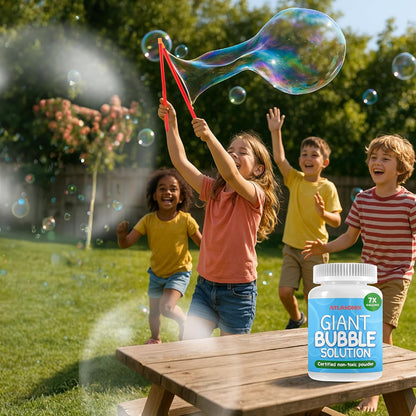 Giant Bubble Solution - Bubble Wands, Bubbles for Kids, Kids Bubbles Mix Powder Makes 896 OZ (7 Gallons) - The Original Solution Mix | 100% Kid Safe