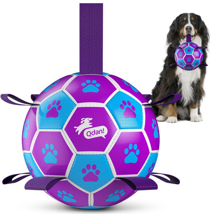 QDAN Dog Balls, 6 Inch Dog Soccer Ball with Straps, Herding Balls for Dogs