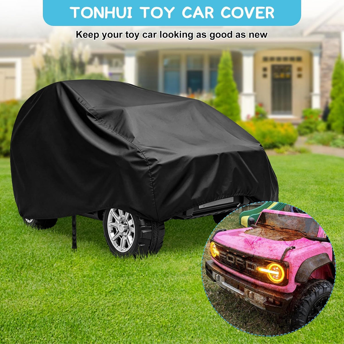 Kids Ride-On Toy Car Cover, Kids Electric Car Cover, 52” x 28” x 24”