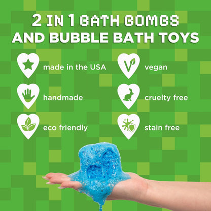 TNT Creeper Bath Bombs for Kids with Surprise Toys Inside, 6 Pack