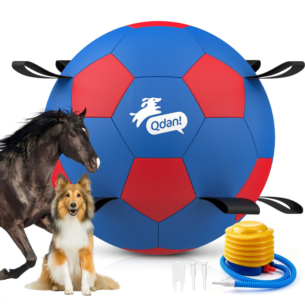 QDAN Dog Balls, 6 Inch Dog Soccer Ball with Straps, Herding Balls for Dogs